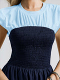 Wenrine Womens Casual Summer Midi Dress Smocked Cap Sleeve Navy Size S by Deal US