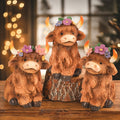 NEROSUN Highland Cow Figurines Set of 3 Brown Resin Scottish Decor by Deal US