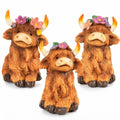 NEROSUN Highland Cow Figurines Set of 3 Brown Resin Scottish Decor by Deal US