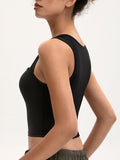 MOSSROZZ Crop Tank Top Black Ribbed Athletic Slim Fit Wide Strap Size XS by Deal US