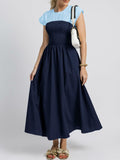 Wenrine Womens Casual Summer Midi Dress Smocked Cap Sleeve Navy Size S by Deal US