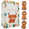 NEROSUN Highland Cow Figurines Set of 3 Brown Resin Scottish Decor by Deal US