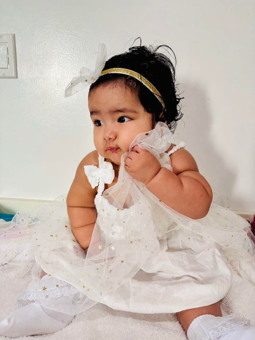 Renotemy Girl Flower Dress White Sleeveless Tutu Sundress Size 3-4T by Deal US