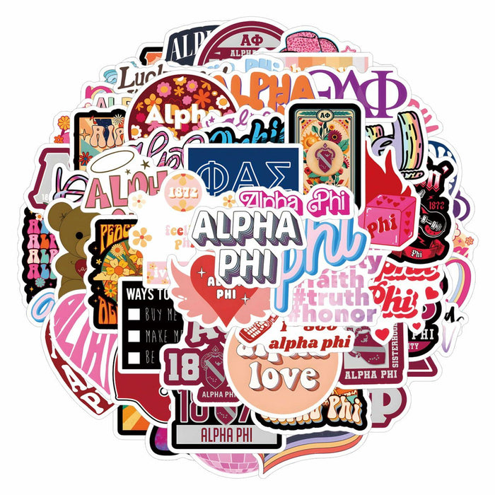 JRAOCCY 62Pcs Alpha PHI Cartoon Vinyl Waterproof Stickers Pack Gold by Deal US