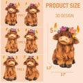 NEROSUN Highland Cow Figurines Set of 3 Brown Resin Scottish Decor by Deal US