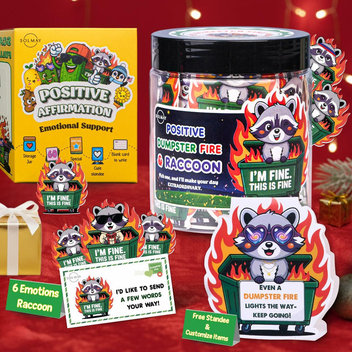 SOLMAY Funny Raccoon Dumpster Fire Affirmation Jar, 60 Sarcastic Notes by Deal US