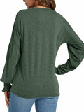 LYANER Women's V Neck Ruffle Lantern Sleeve Blouse Top Dark Green Size S by Deal US