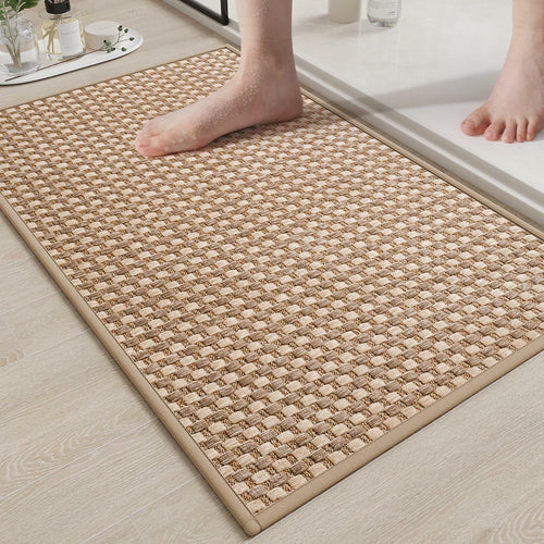 YDKGL Non Slip Bath Mat Braided Rubber Backing Brown 24x35 Polyester by Deal US
