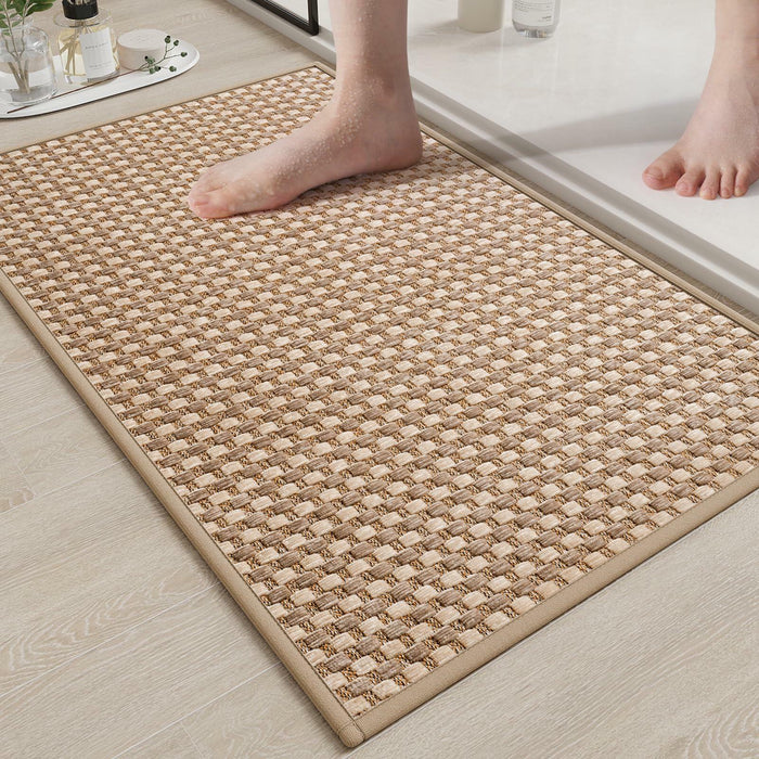 YDKGL Non Slip Bath Mat Braided Rubber Backing Brown 24x35 Polyester by Deal US