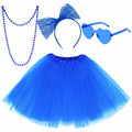 Rthjsfj Tulle Tutu Skirt Pink with Bow Headband Beads Necklace Sunglasses by Deal US