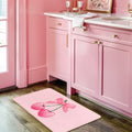 ETYZE Pink Welcome Mat Indoor Front Door Cherry Bow 30x16 Inch Polyester by Deal US