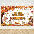 MEHOFOND Fall in Love with Learning Backdrop Autumn Pumpkin Maple 6x3.6ft Orange by Deal US