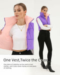 Xeoxarel Women's Puffer Vest Sleeveless Warm Outerwear Purple Pink Size XL by Deal US