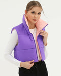 Xeoxarel Women's Puffer Vest Sleeveless Warm Outerwear Purple Pink Size XL by Deal US