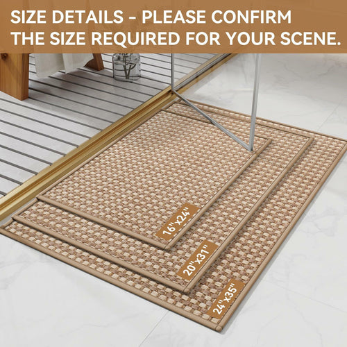 YDKGL Non Slip Bath Mat Braided Rubber Backing Brown 24x35 Polyester by Deal US