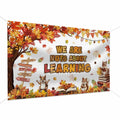 MEHOFOND Fall in Love with Learning Backdrop Autumn Pumpkin Maple 6x3.6ft Orange by Deal US