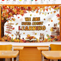 MEHOFOND Fall in Love with Learning Backdrop Autumn Pumpkin Maple 6x3.6ft Orange by Deal US