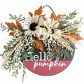 idyllic Hello Pumpkin Wreath Sign Front Door Decor Wood 16" Cream by Deal US