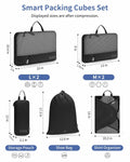 WANDF 7-Pc Compression Packing Cubes Travel Organizer Bags Set Khaki Size Large by Deal US