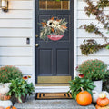 idyllic Hello Pumpkin Wreath Sign Front Door Decor Wood 16" Cream by Deal US