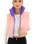 Xeoxarel Women's Puffer Vest Sleeveless Warm Outerwear Purple Pink Size XL by Deal US
