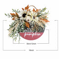 idyllic Hello Pumpkin Wreath Sign Front Door Decor Wood 16" Cream by Deal US
