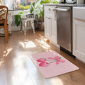 ETYZE Pink Welcome Mat Indoor Front Door Cherry Bow 30x16 Inch Polyester by Deal US