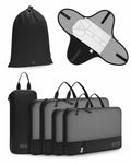 WANDF 7-Pc Compression Packing Cubes Travel Organizer Bags Set Khaki Size Large by Deal US