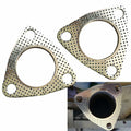 leechio Car Exhaust Gasket 2.48" 3 Hole Flange High Temp Silver 2PCS by Deal US