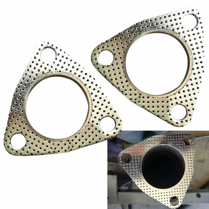 leechio Car Exhaust Gasket 2.48" 3 Hole Flange High Temp Silver 2PCS by Deal US