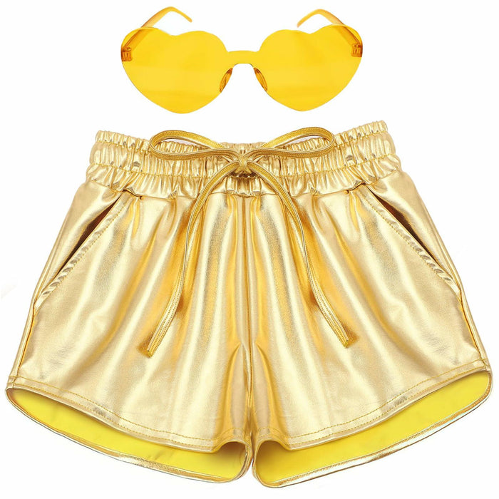 iMuchic Girls Metallic Dance Shorts Sparkly Hot Pants Gold Size Small by Deal US