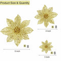 Wironlst 24pcs Gold Glitter Poinsettia Christmas Tree Ornaments 3 Sizes by Deal US