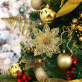 Wironlst 24pcs Gold Glitter Poinsettia Christmas Tree Ornaments 3 Sizes by Deal US