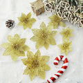 Wironlst 24pcs Gold Glitter Poinsettia Christmas Tree Ornaments 3 Sizes by Deal US