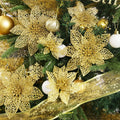 Wironlst 24pcs Gold Glitter Poinsettia Christmas Tree Ornaments 3 Sizes by Deal US