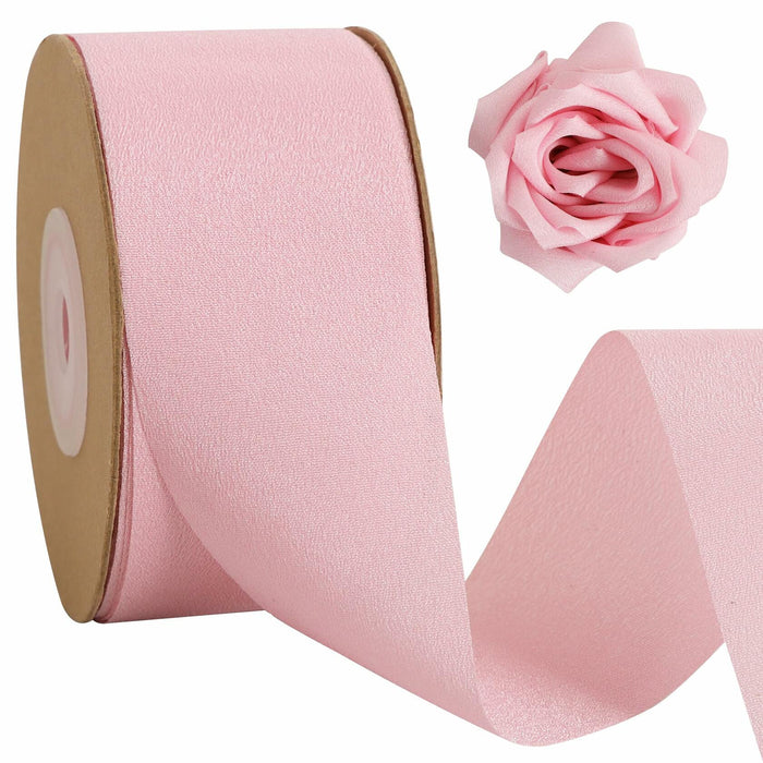 TONIFUL Light Pink Double Face Chiffon Ribbon 1.5in x 25yd Polyester by Deal US