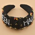 ABONDEVER Halloween Rhinestone Pumpkin Headband Black Orange Plaid by Deal US