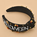 ABONDEVER Halloween Rhinestone Pumpkin Headband Black Orange Plaid by Deal US
