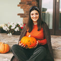 ABONDEVER Halloween Rhinestone Pumpkin Headband Black Orange Plaid by Deal US