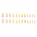 Almond Press On Nails Medium Glossy Flower French Tip Fake Nails 24pcs by Deal US