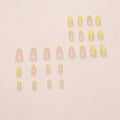 Almond Press On Nails Medium Glossy Flower French Tip Fake Nails 24pcs by Deal US