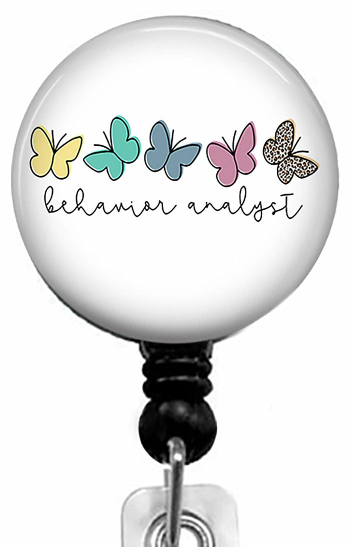 Kmatye Butterfly Retractable ID Badge Holder Nurse Badge Reel Black by Deal US