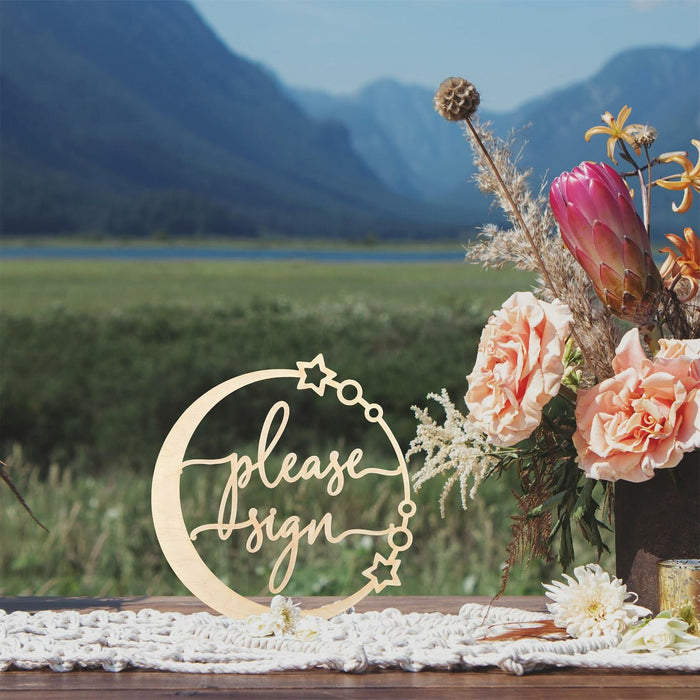Celestial Please Sign Wedding Sign Rustic Just Married Wooden Decoration by Deal US