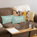 Mingnei Motivational Quote Green Flannel Throw Pillow Cover 12x20 by Deal US