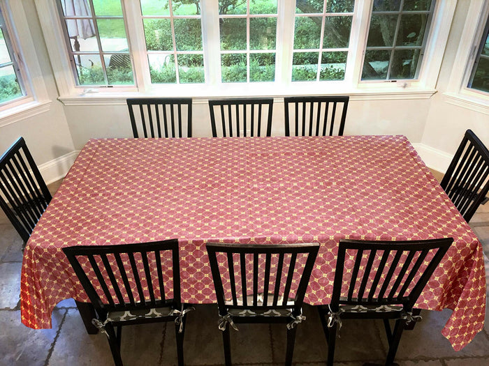 Flannel Backed Vinyl Tablecloth 60x120 Oblong Diamond Rust Pattern by Deal US