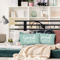 Mingnei Motivational Quote Green Flannel Throw Pillow Cover 12x20 by Deal US