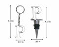Lutong Letter Gift Set Key Ring Bottle Stopper 2 PCS Silver S by Deal US