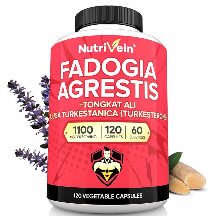 BestBy10/25 Nutrivein Fadogia Agrestis Tongkat Ali Turkesterone 1100mg 120 Caps by Deal US