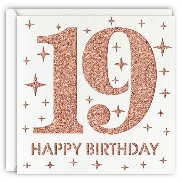 MAGJUCHE Rose Gold 19th Birthday Card Laser Cut Glitter Girl Gift by Deal US