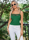 Avidlove Women Square Neck Lace Trim Tank Top Camisole Green Size S by Deal US